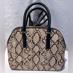 a new day Cream and Black Satchel with Classic Dome Shape